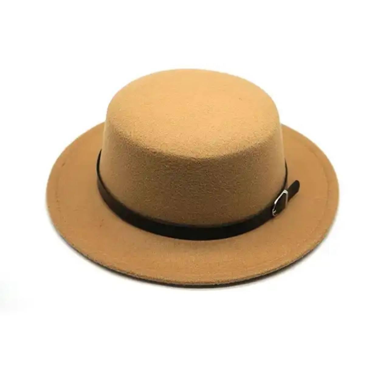 Шляпа канотье с ремешком унисек Бежевый (00828)