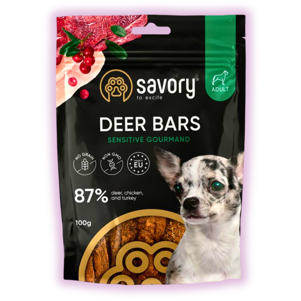 Лакомства для взрослых собак джерки Savory батончики с олениной 100 г (21120)