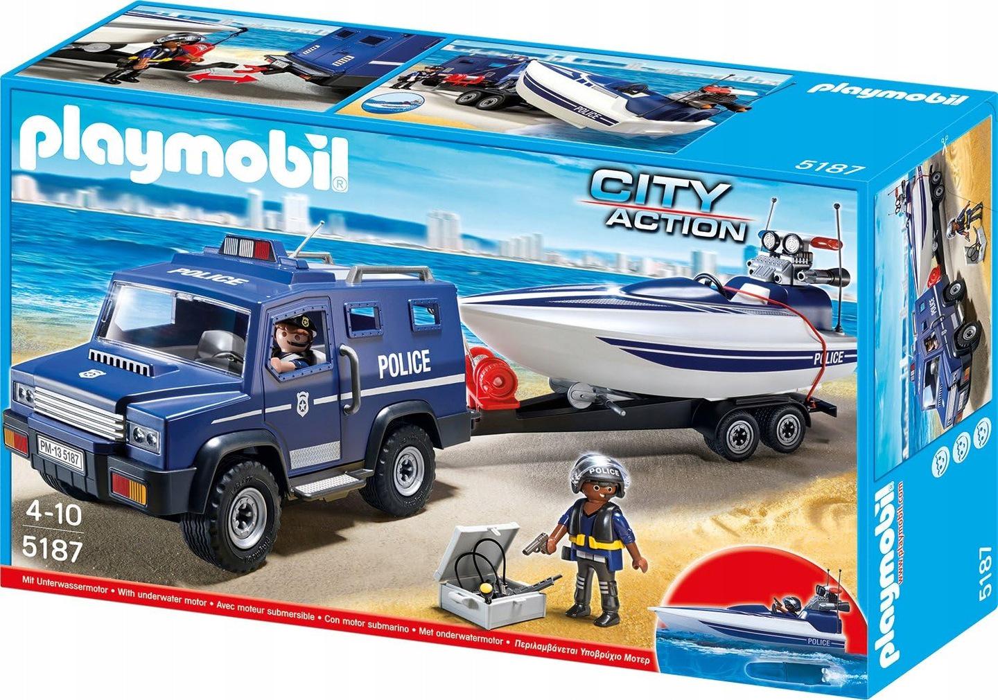 Конструктор блоковий Playmobil City Action 5187 Поліцейський джип з моторним човном (23470854)