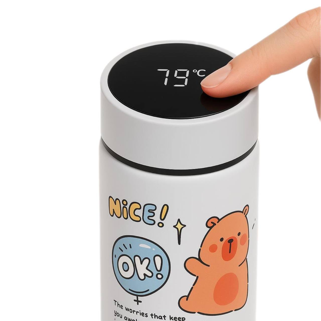 Термос с индикатором температуры Милые каапибары 500 мл - фото 2 Термос с индикатором температуры Милые каапибары 500 мл - фото 2