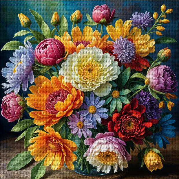 Набор для вышивки крестом ZUOANLF Осенний букет 14CT канва Аида с нанесенным рисунком 40х40 см (2936333220)