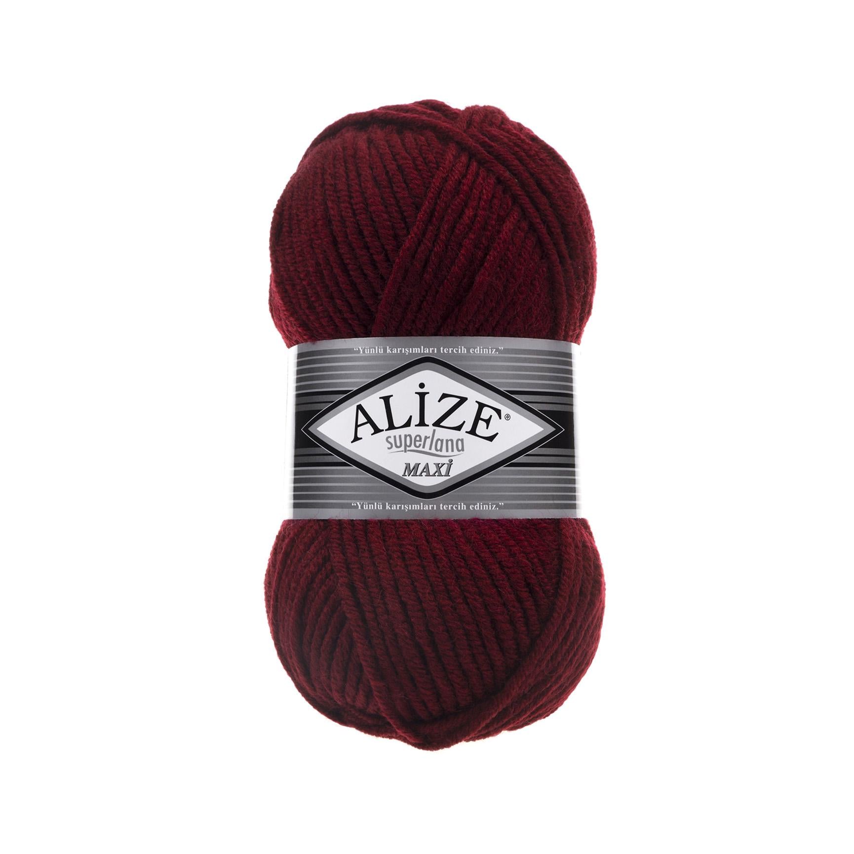 Пряжа Alize Superlana Maxi 57 Бордовый (6531)