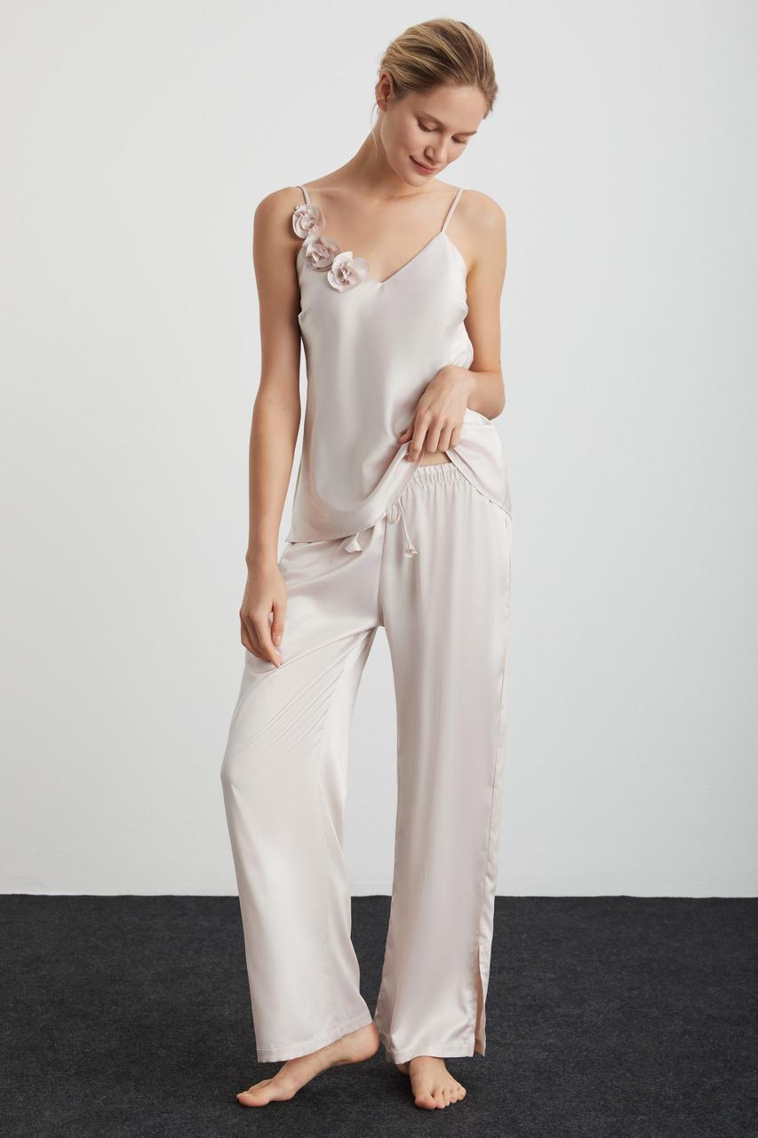 Брюки атласные Kom Розе р. 38 Пудровый (8682919225402)