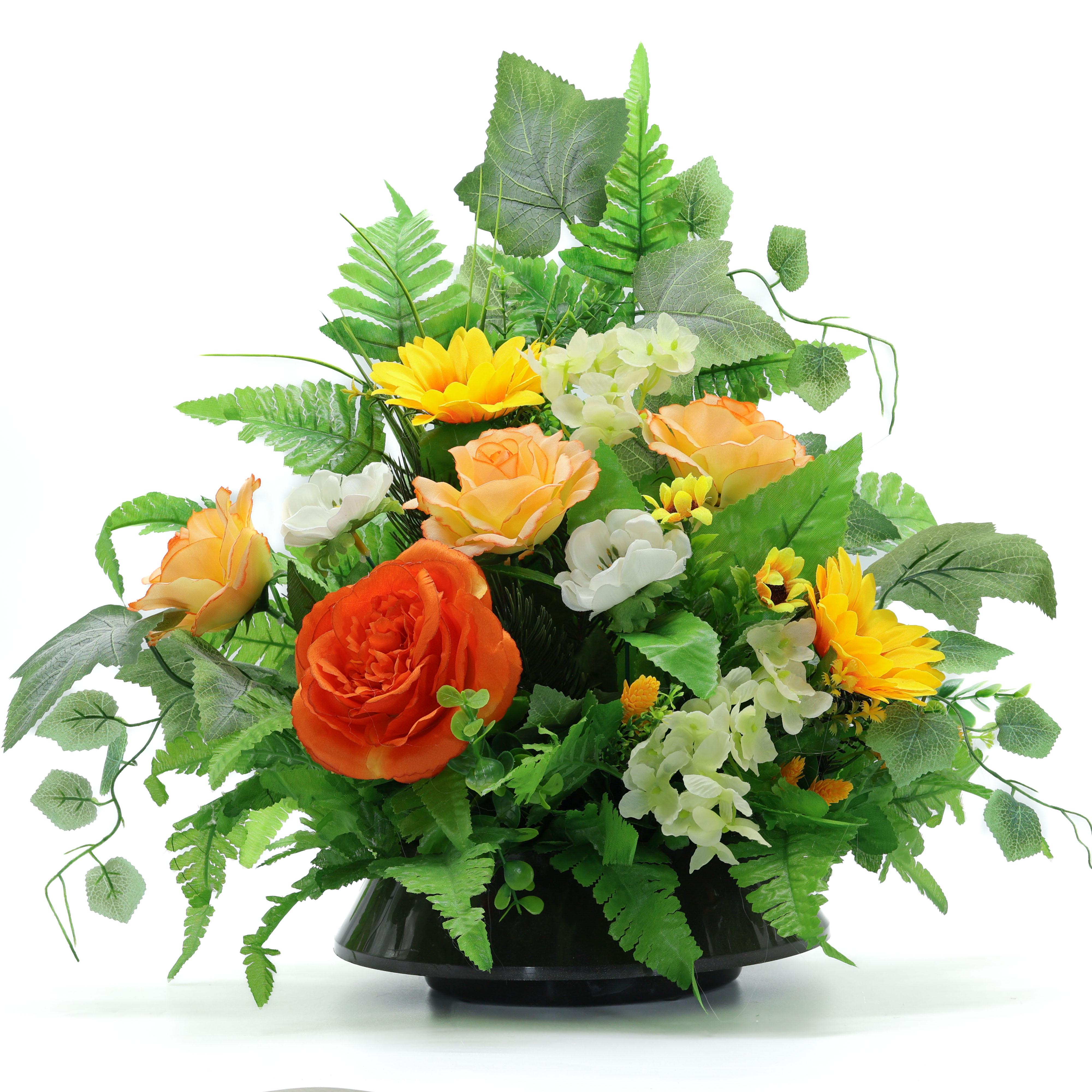 Композиция Gala Decor из искусственных цветов в пластмассовом кашпо Черный (КЧ4040П)