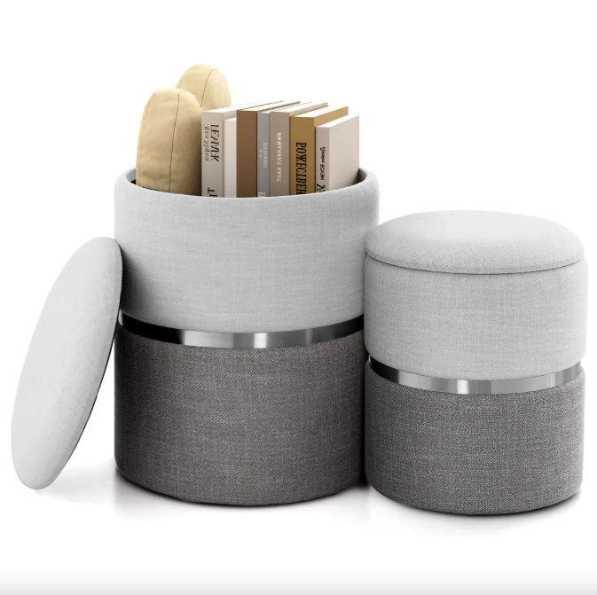 Пуф Costway Rosana 2 шт. велюровий Сірий (5009) - фото 5