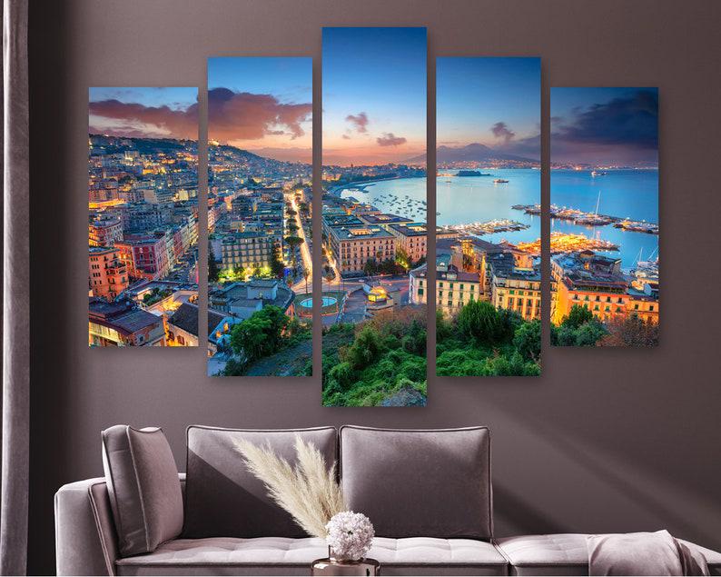Модульная картина на холсте из пяти частей KIL Art Ночной Неаполь 187x119 см (M51_XL_304)