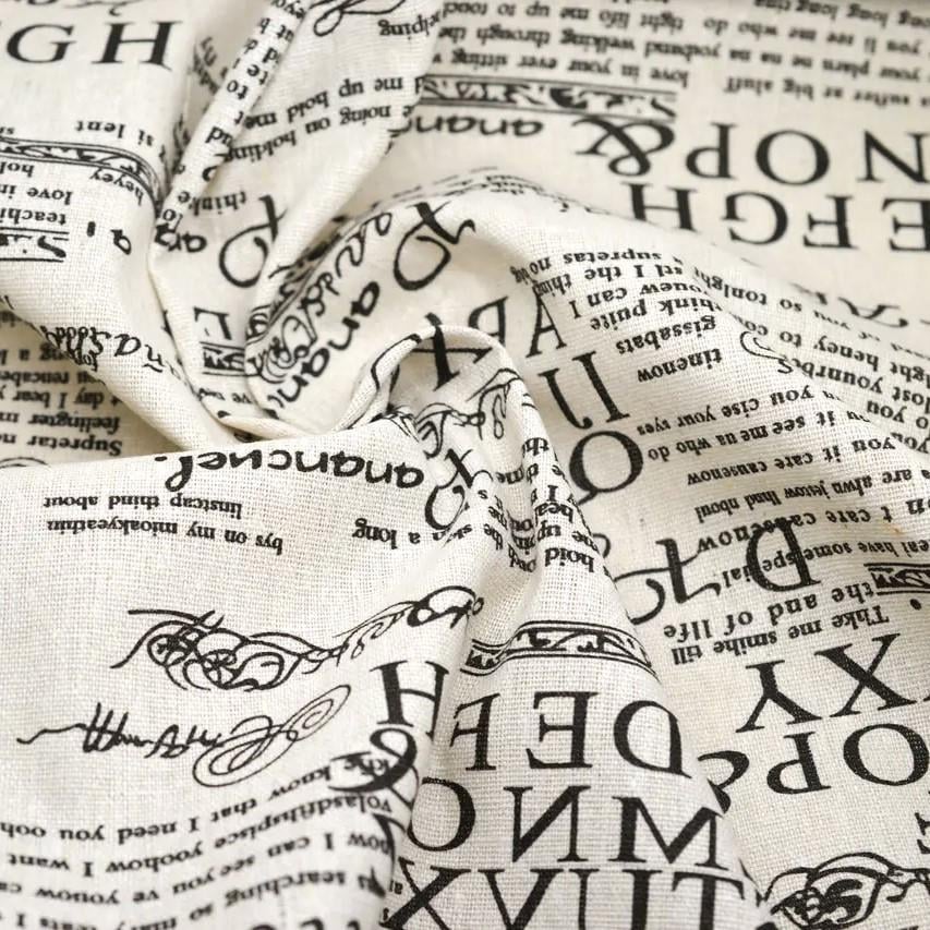 Ткань принтированная Letter Magazine 55% лен 45% хлопок 160 г/м² 1,5 м 1 м (ТП1501х51)