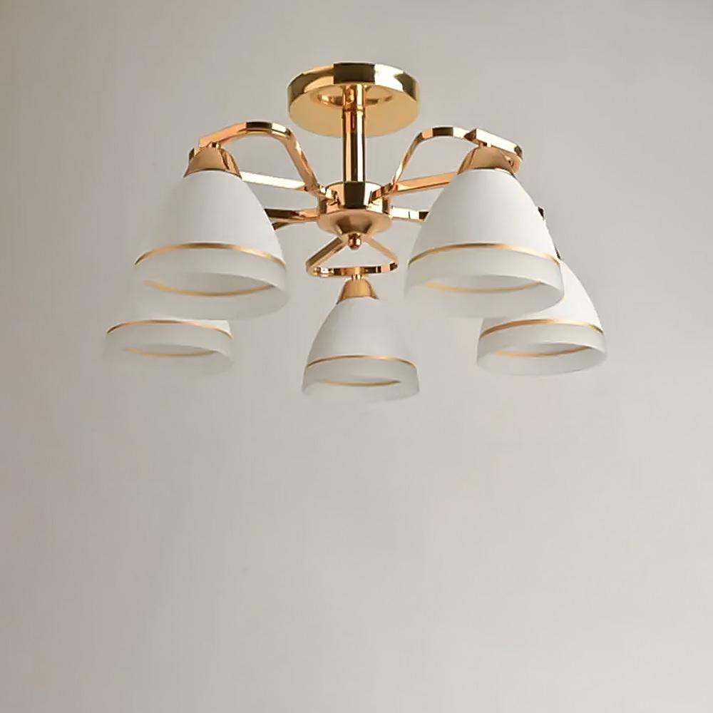 Люстра потолочная Light House SH-19188/5 FG 570х570х250 мм E27х5 Золотистый/Белый (78480)