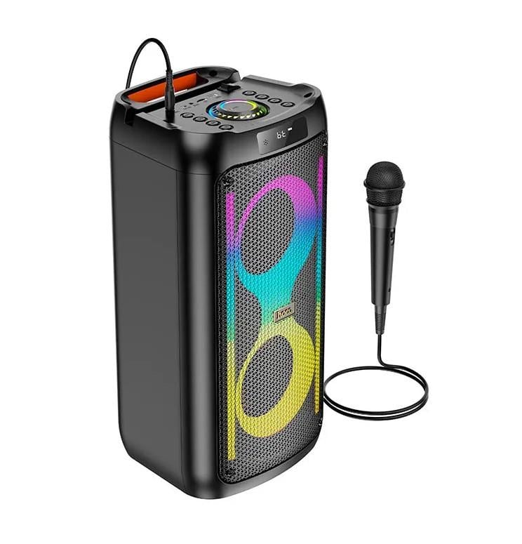 Портативна колонка з мікрофоном та LED підсвіткою Hoco HA6 BT5.3/USB/AUX/TF/FM 30W TWS Чорний