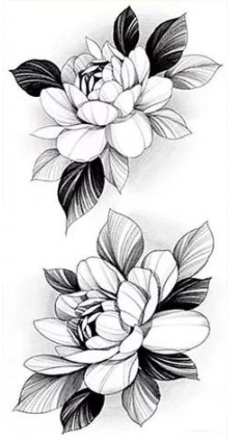 Тату тимчасове водостійке 3D велике Дві квітки з листям BK-005 17,5х9 см (4419582)