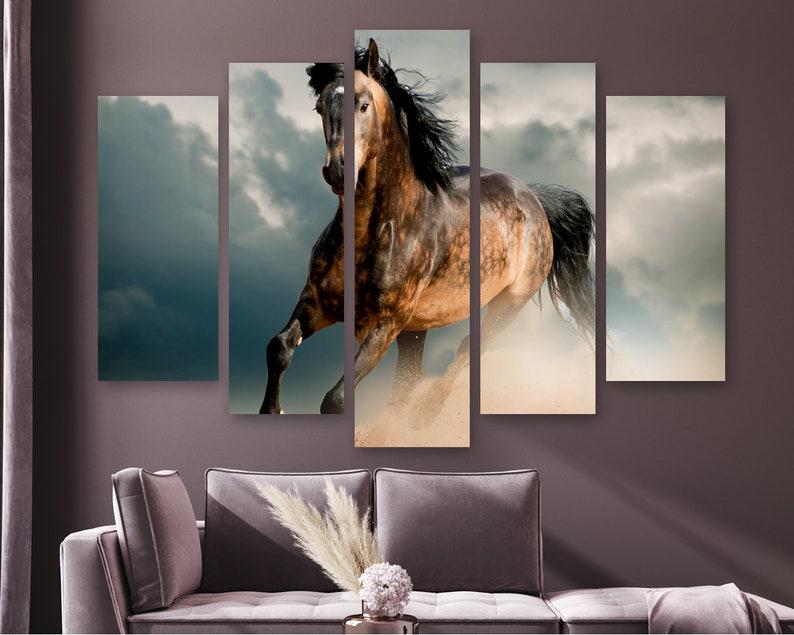 Модульная картина на холсте из пяти частей KIL Art Коричневый жеребец 187x119 см (M51_XL_79)