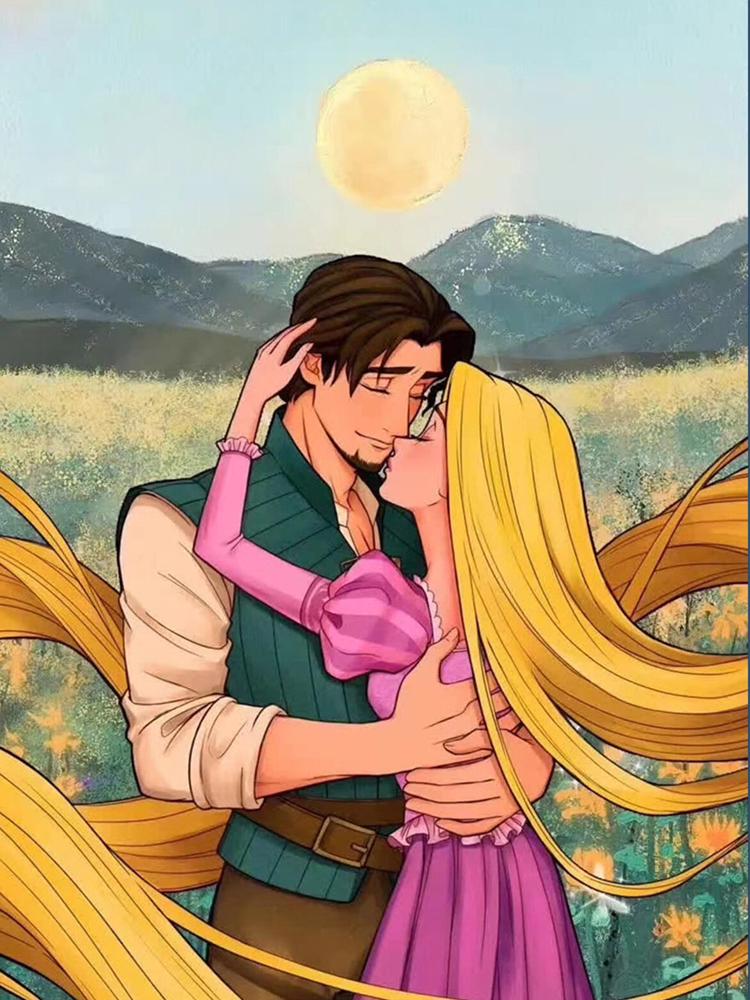 Алмазна мозаїка Рапунцель та Юджин DIY-1347 повна викладка 40x30 см (26562)