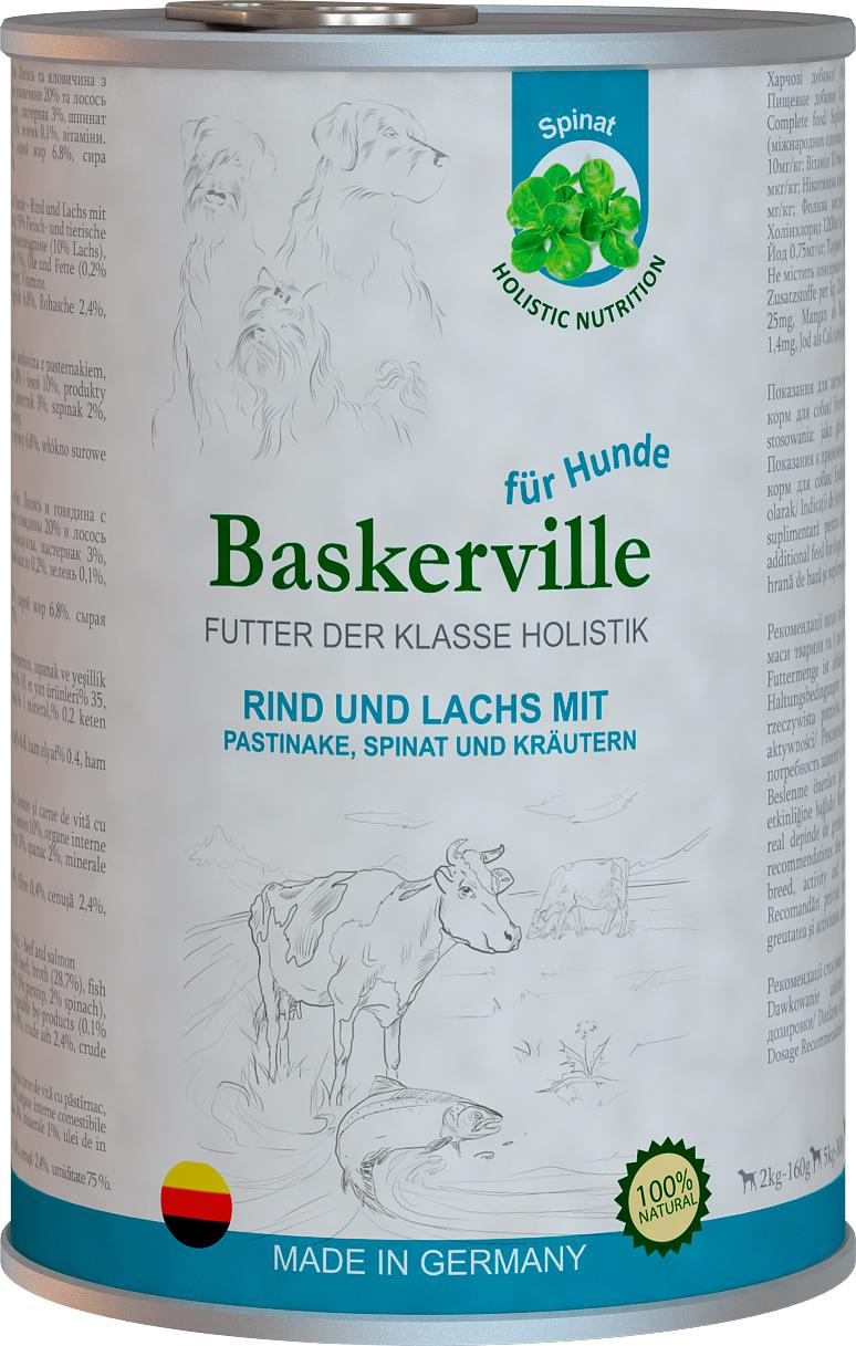 Корм влажный для собак Baskerville Holistic Rind und Lachs Лосось и Говядина 800 г (4250231541889)