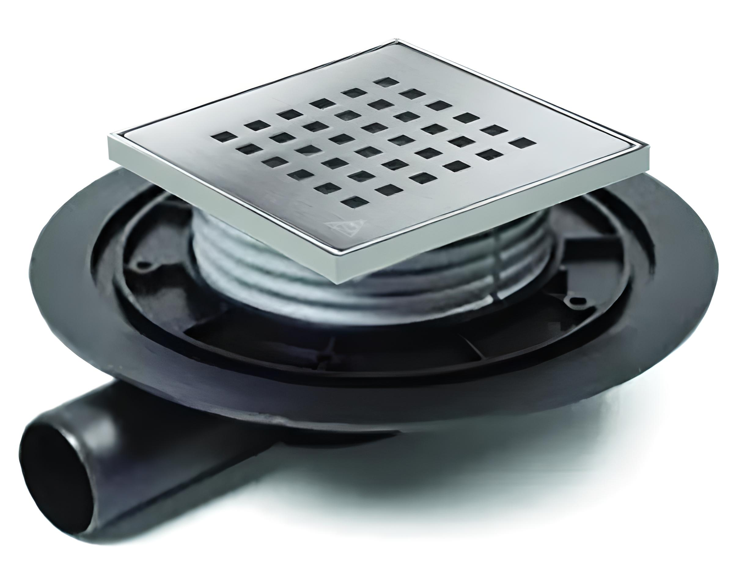 Трап МСН с дизайнерской решеткой Квадраты 122x122х5 мм с горизонтальным подключением DN50 мм (G 382 NА)