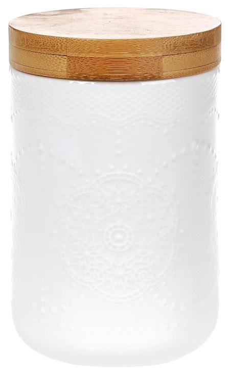 Банка фарфоровая Ceram Bamboo Кружево 500 мл с бамбуковой крышкой (BD-289-314)