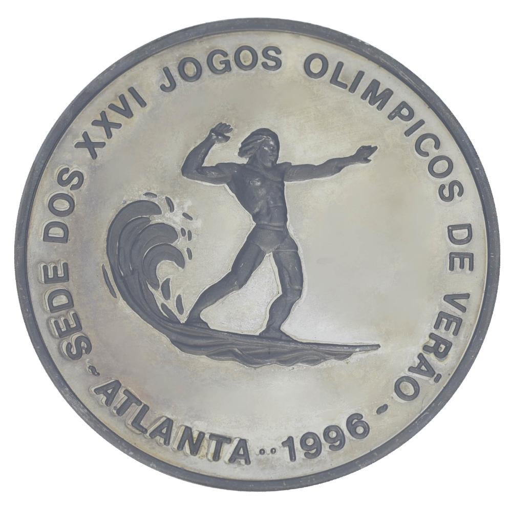Колекційна монета Сан-Томе та Прінсіпі 1000 добра 1996 AU-UNC XXVI літні Олімпійські ігри 1996 в Атланті Серфінг (М21392)