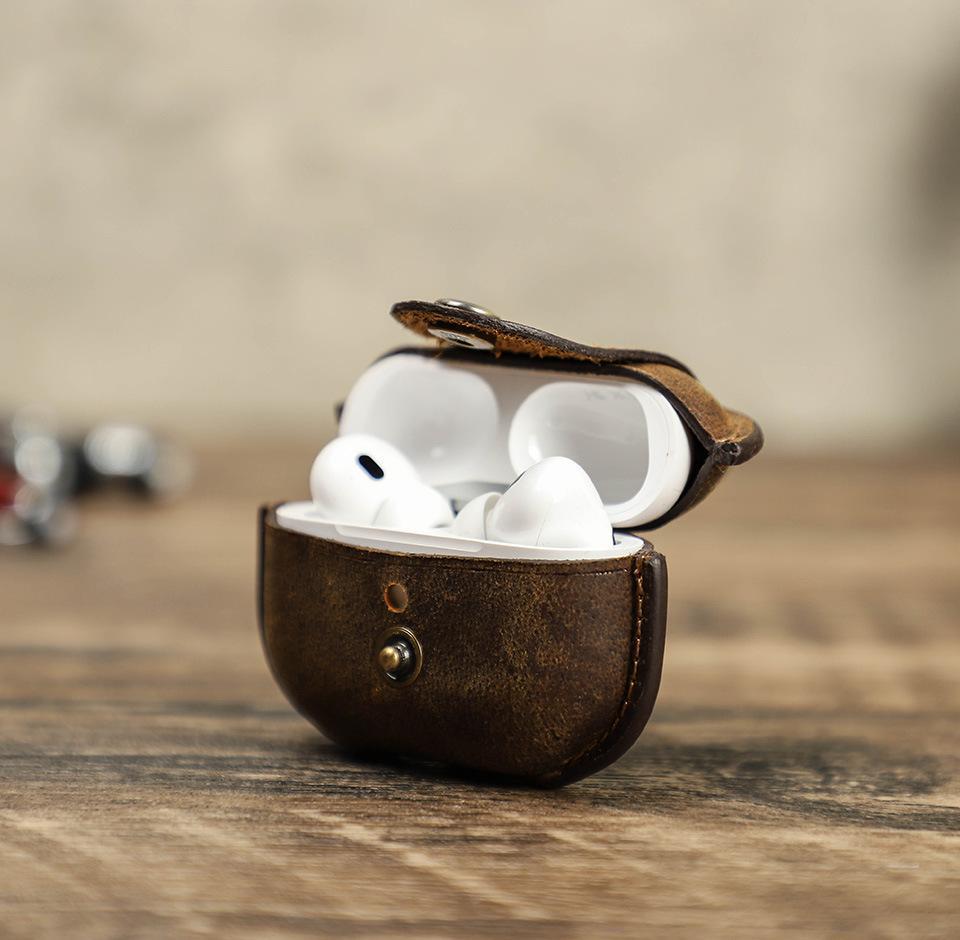 Чохол Contacts Family Натуральна Шкіра для Airpods Pro 2 Коричневий (23183446)