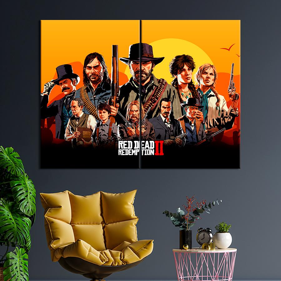 Настенний декор Персонажи игры Red Dead Redemption 2 165x122 см (A190-2)