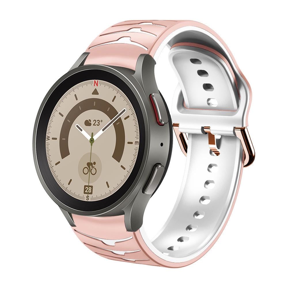 Ремінець силіконовий Watchbands Scales для Samsung Galaxy Watch 4 44 мм Рожево-білий (EP08-4WB34812226)