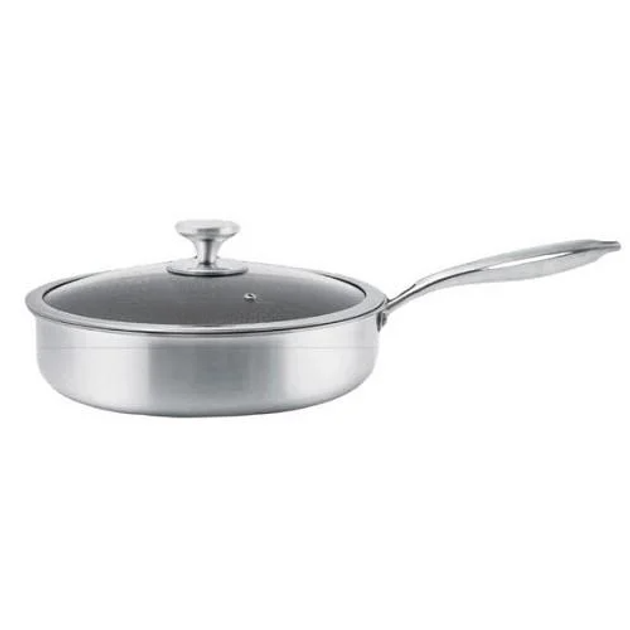 Сковорода с крышкой из нержавеющей стали Benson BN-586 d 24 см Серебристый (BN-586)