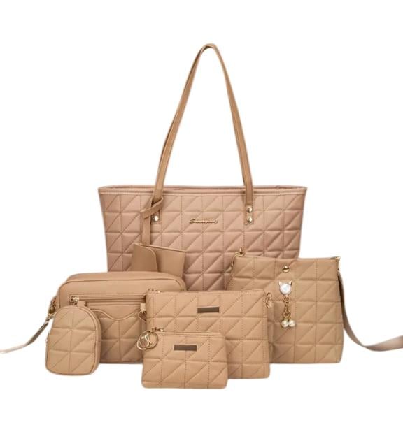 Комплект из 6 женских сумок Бежевый/Коричневый (587)