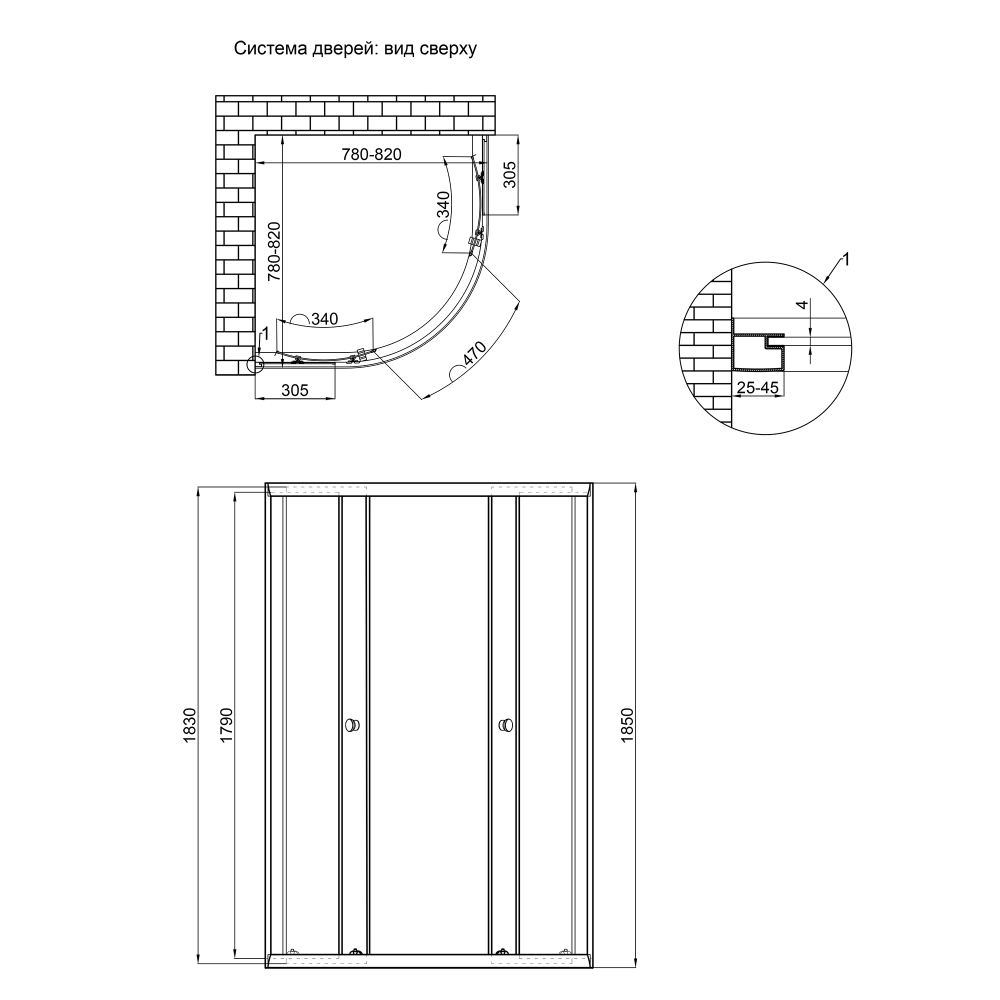 Душевая кабина Lidz Latwa SC80x80.SAT.LOW.GR с тонированным стеклом 4 мм с поддоном QT ROBIN (18066361) - фото 2