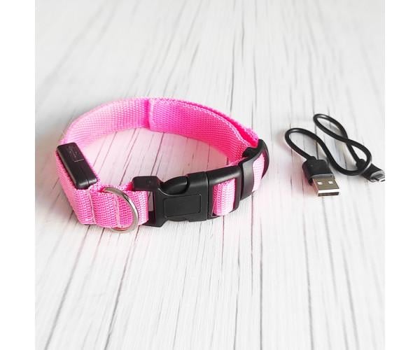 Ошейник для собак с подсветкой M Розовый Ошейник для собак с подсветкой M Розовый