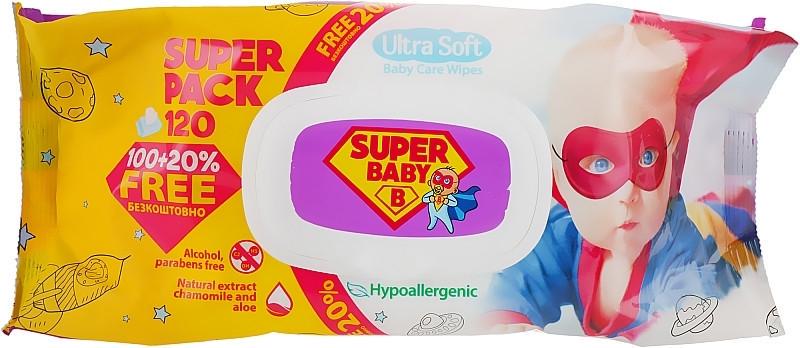 Вологі серветки Super Baby Super Pack Ромашка 120 шт. (2313759817)