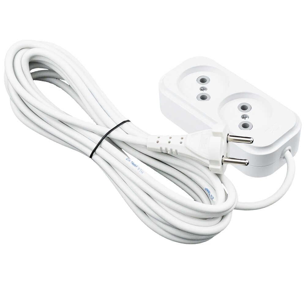 Подовжувач двомісний PiN 2х0,75 мм2 без заземлення 2 м (802020)