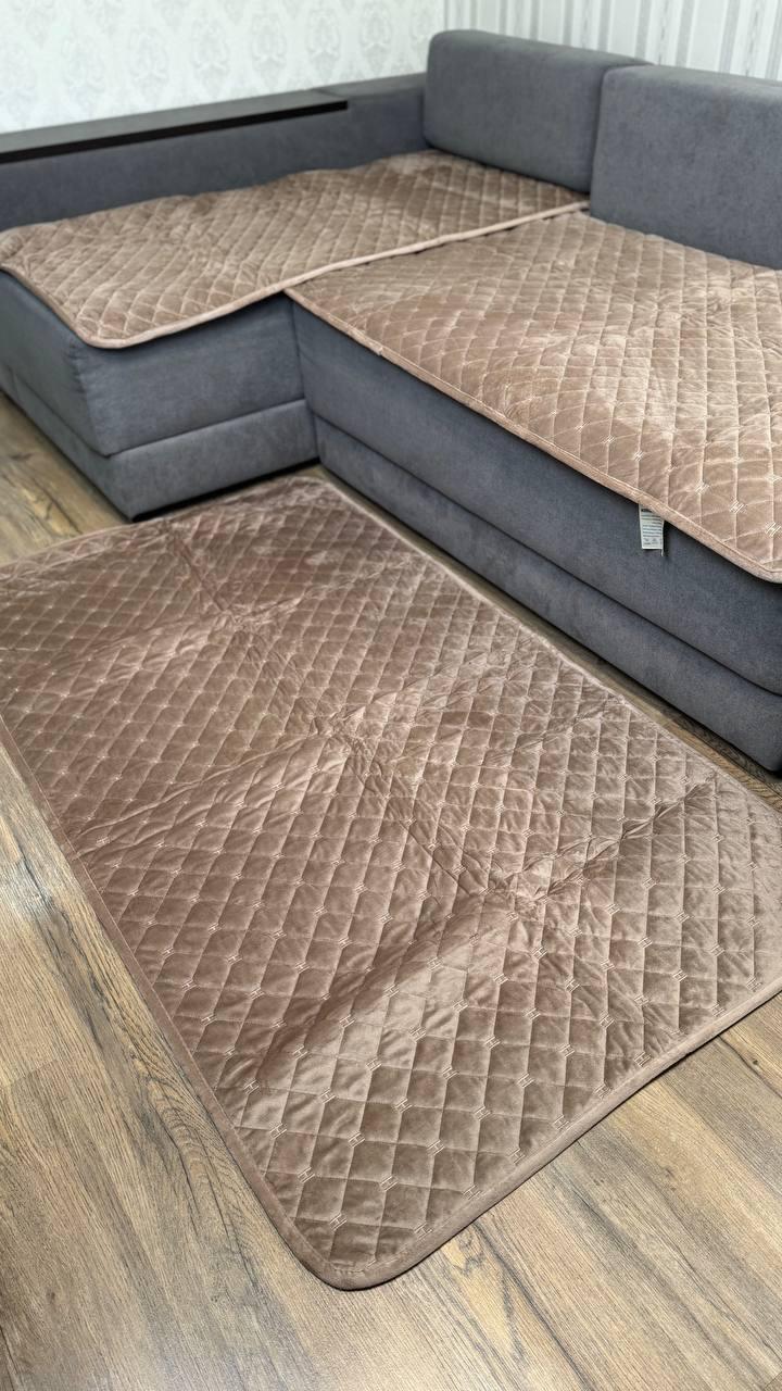 Комплект велюровий покривало на диван 90х210 см/накидки 2 шт. 90х160 см Капучино (П4К-am-divandek-0022) - фото 3 Комплект велюровий покривало на диван 90х210 см/накидки 2 шт. 90х160 см Капучино (П4К-am-divandek-0022) - фото 3