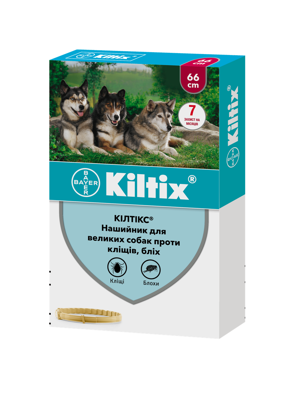 Нашийник від бліх і кліщів Bayer Kiltix для великих собак 66 см (1164307177) - фото 1 Нашийник від бліх і кліщів Bayer Kiltix для великих собак 66 см (1164307177) - фото 1