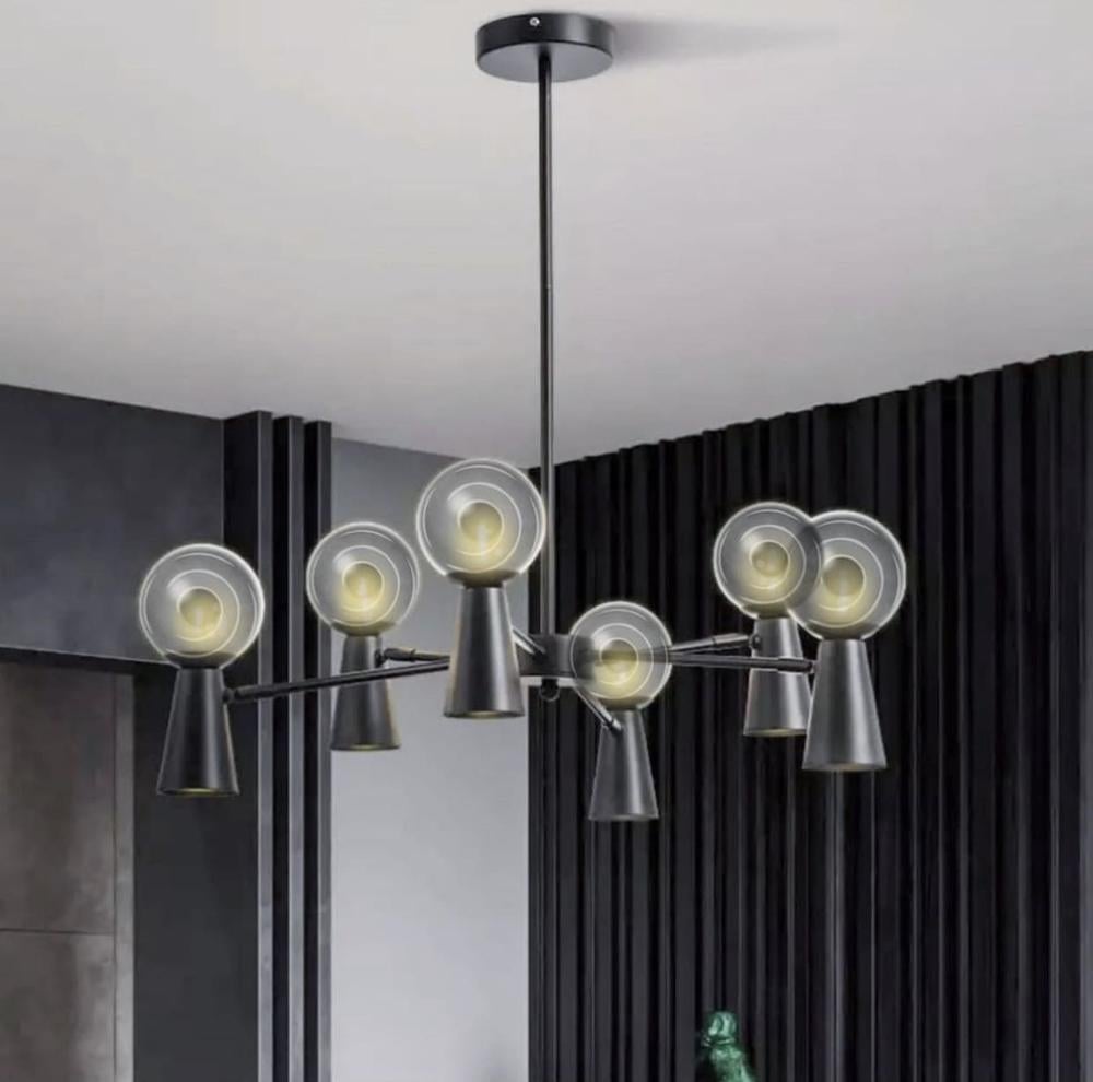 Люстра потолочная Light House LNF-17456/6/6 BK/BK 6 цоколи G9/6/цоколи GU10 с графитовым плафоном Черный