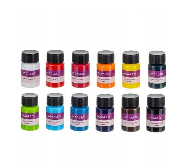 Краски для стекла Maaleo и керамики 12х20 мл