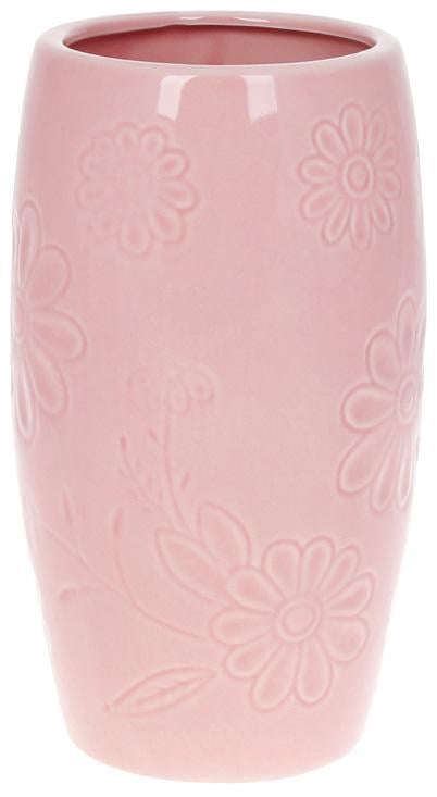 Ваза Розовая Ромашка 12,5х12,5х21,8 см керамическая Розовый (BD-733-417)