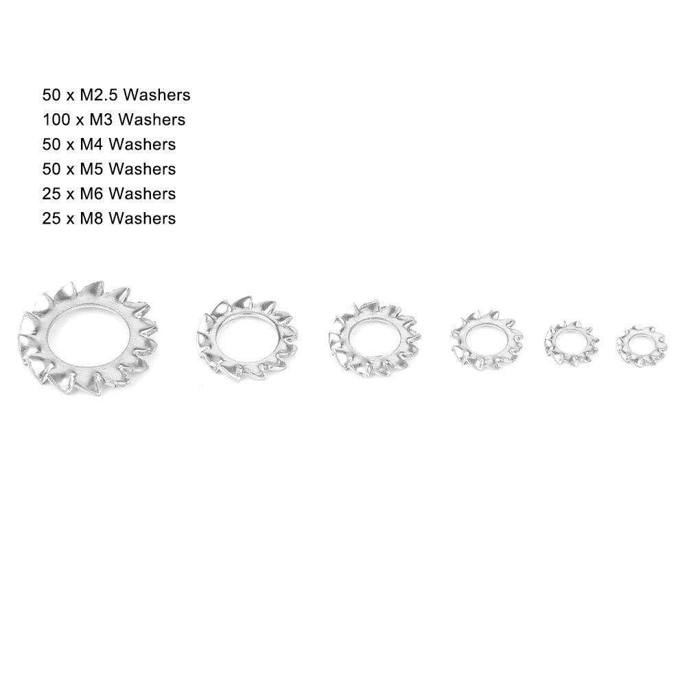 Шайбы стопорные зубчатые DIN 6798A 304 Spec M2,5/M3/M4/M5/M6/M8 300 шт. (SP-0685300) - фото 3