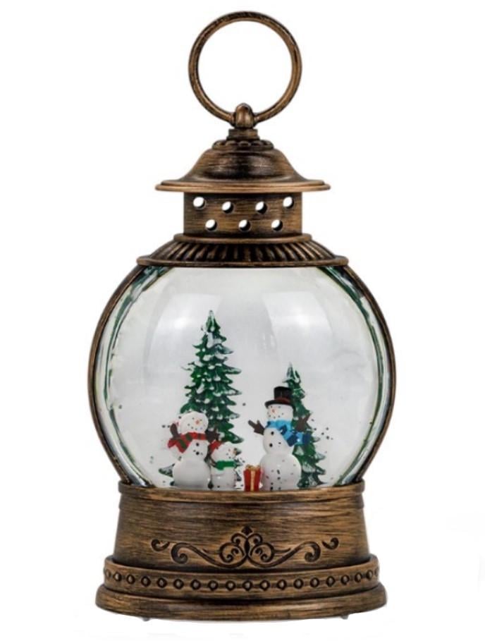 Новогодний ночник с музыкой и эффектом снега XMAS WDL-2103C Снеговики 25 см (PH00998)