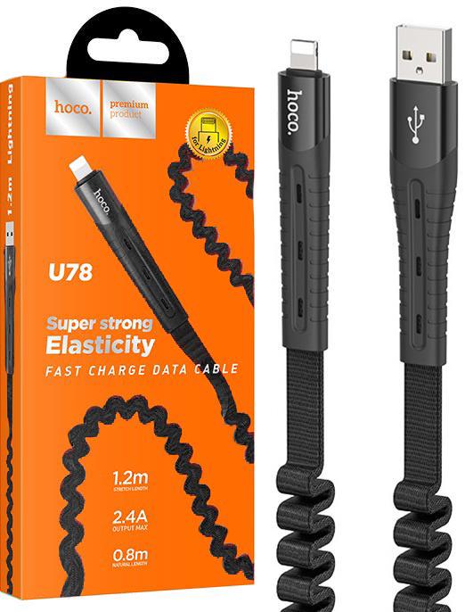 Кабель Hoco U78 Lightning iPhone 5 6 7 iPad 1,2 м Black (27504) Кабель Hoco U78 Lightning iPhone 5 6 7 iPad 1,2 м Black (27504)