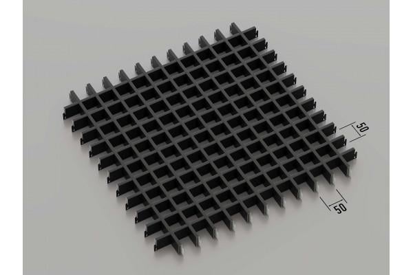 Стеля підвісна Грильято Ruler 50х50 см 1м2 RAL 9005 Чорний