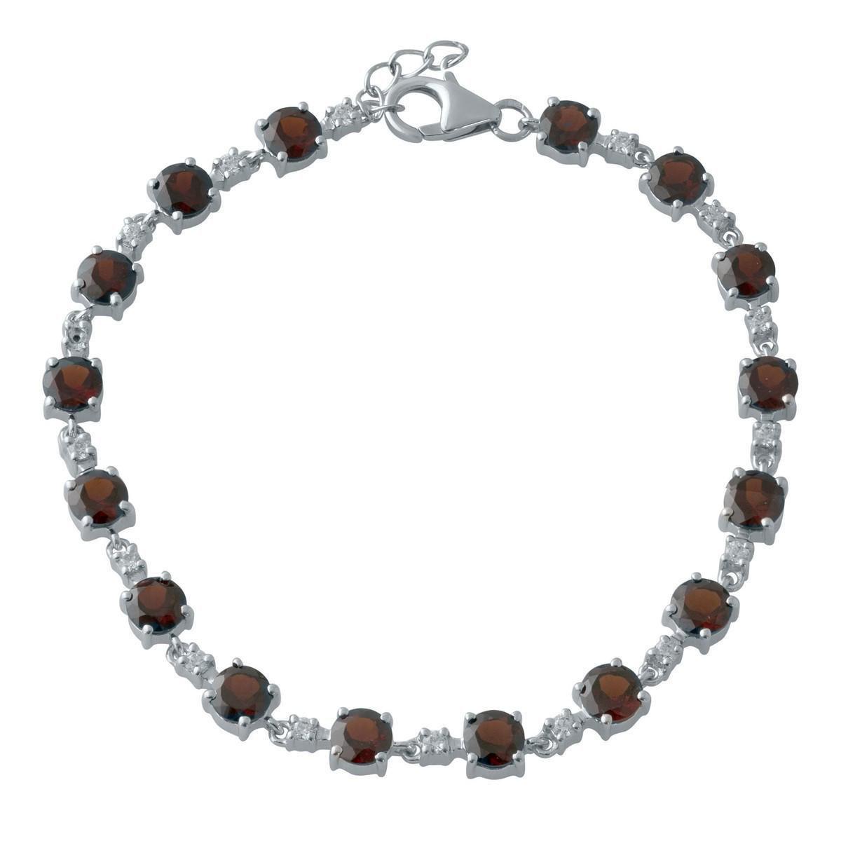 Браслет серебряный с натуральным гранатом 9,63 ct 9,33 г 17 см (2007791)