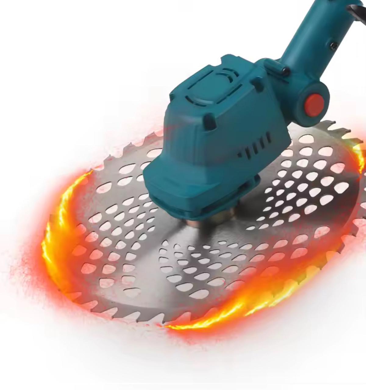 Тример акумуляторний на колесах із телескопічною ручкою 1800W бездротовий Акб із волосінню й ножем - фото 7 Тример акумуляторний на колесах із телескопічною ручкою 1800W бездротовий Акб із волосінню й ножем - фото 7