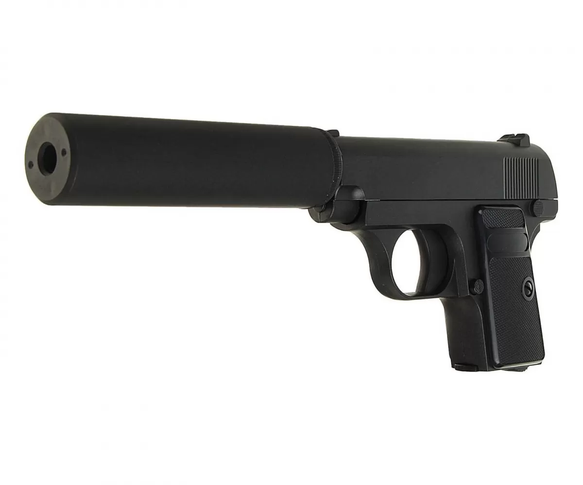Пистолет страйкбольный Colt 25 с глушителем металлический Черный (10258125)