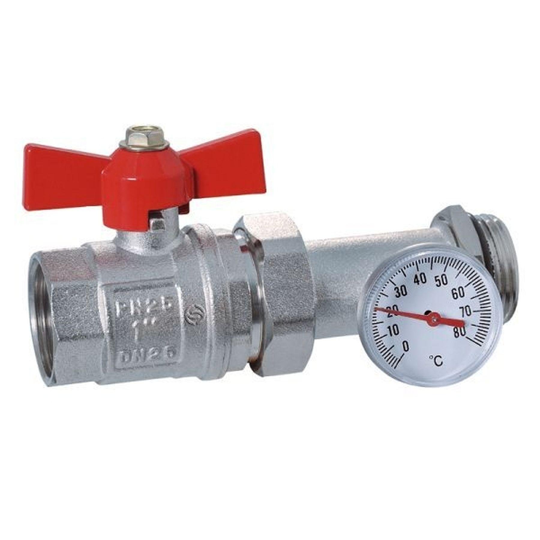 Кран-американка з муфтою під термометр Eco 01G-2 1" прямий (000008822)