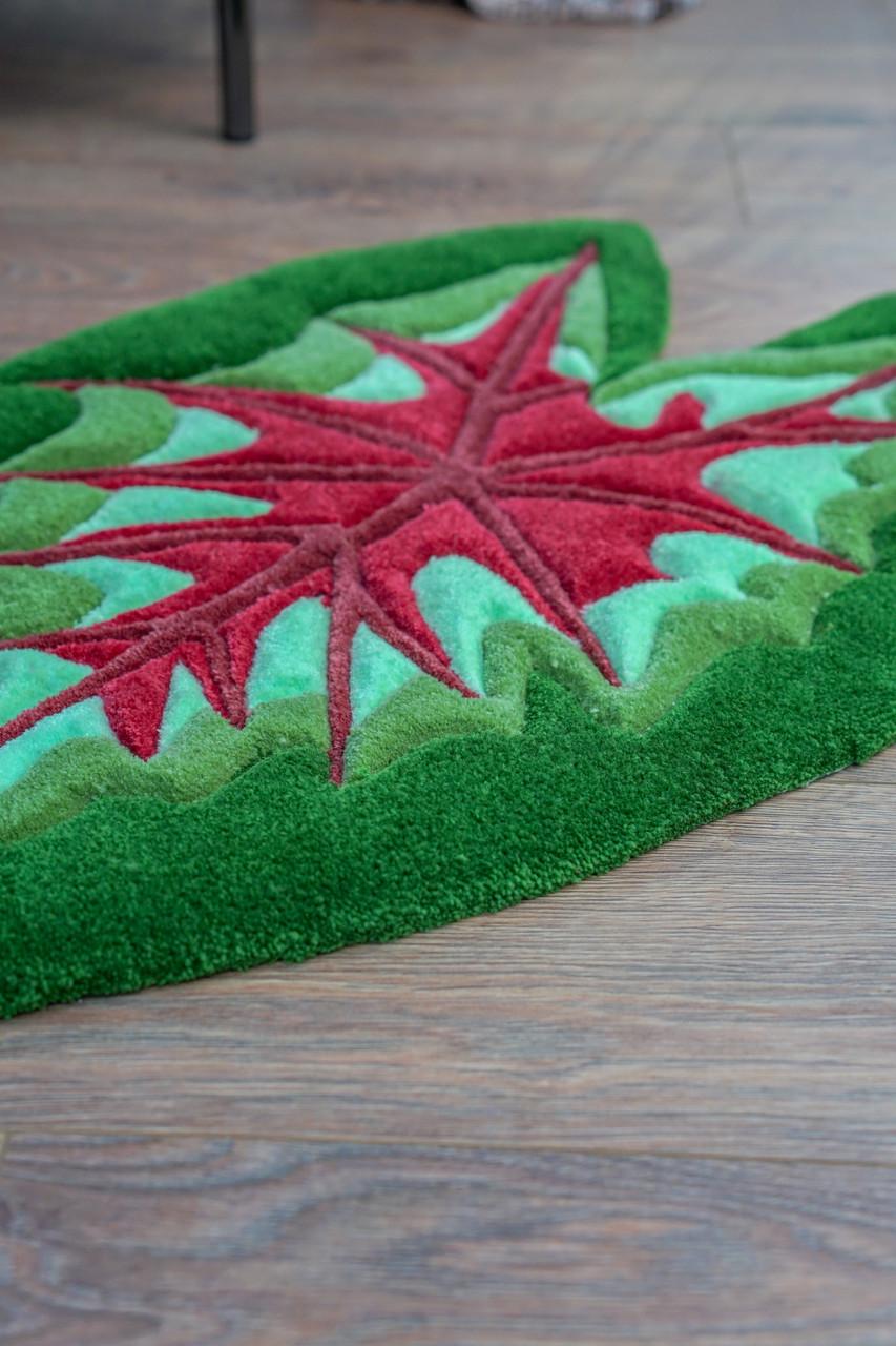 Килим ручної роботи Листок каладіума 100х70 см - фото 6