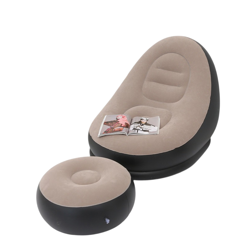 Надувное кресло садовое с пуфиком Air Sofa Comfort zd 33223 велюр 76х130 см (35917790)