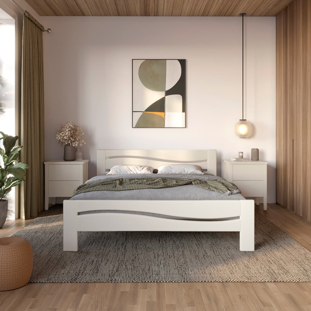 Кровать полуторная деревянная Mebigrand Неаполь 120х200 см Айвори (MBG-2173)