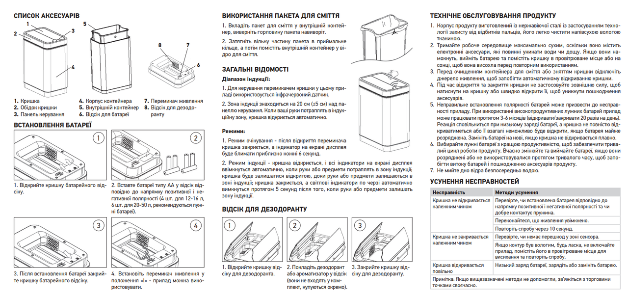 Мусорное ведро сенсорное Koer TC-020112-07 прямоугольное 12 л Графит (KR5583) - фото 6