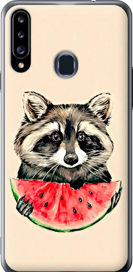 Чехол на Samsung Galaxy A20s A207F Енотик с арбузом (4605u-1775-42517)