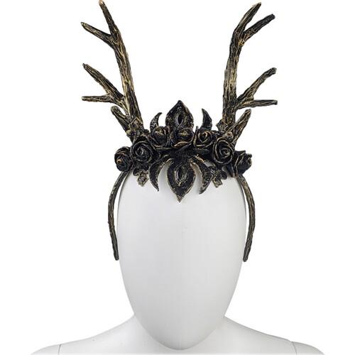 Рога Черный олень New на обруче SETA Decor 19-1034BLK-GL-1