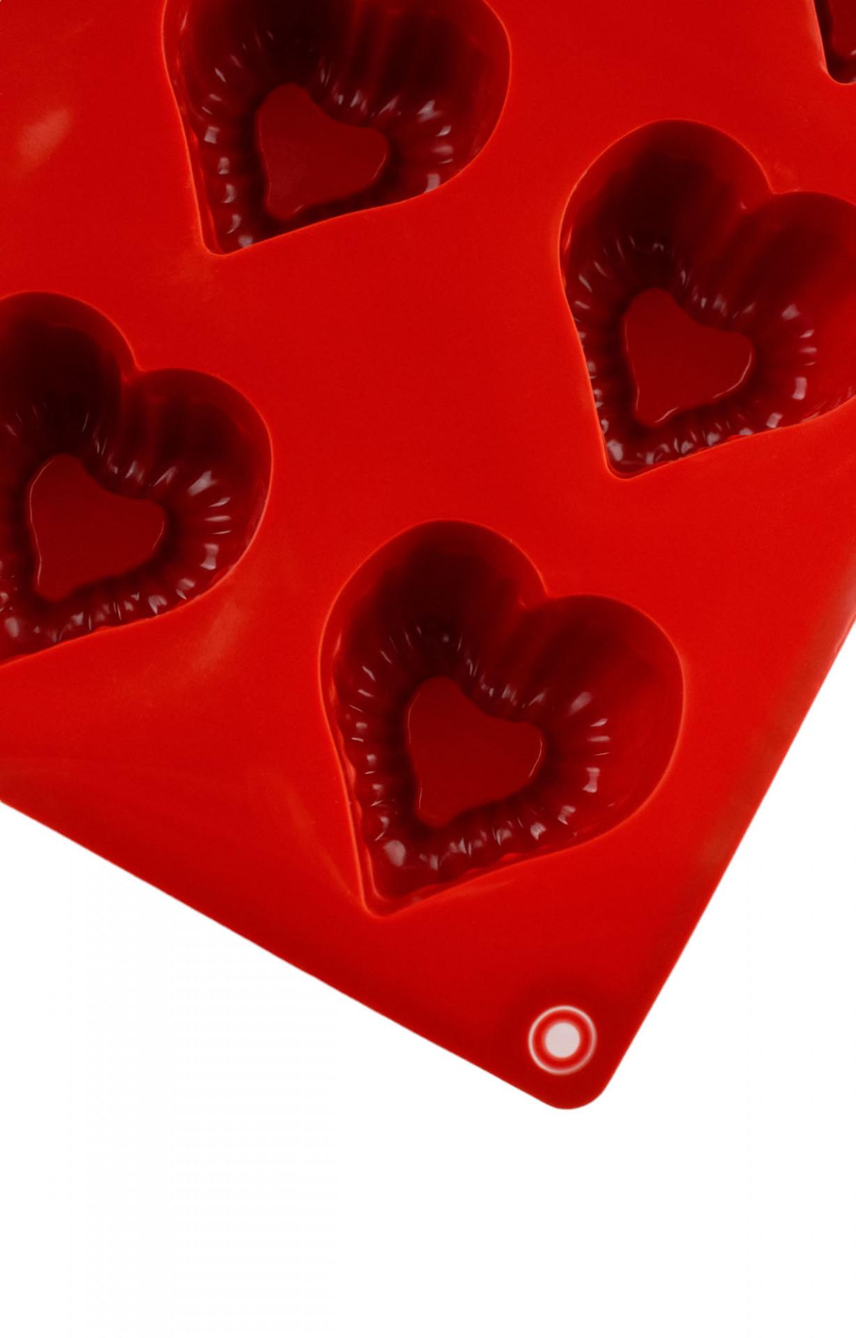 Форма силіконова One Chef для випічки Профі Оксамитове серце 4,5 х4,4х2, 8 см на 15 осередків Червоний - фото 3