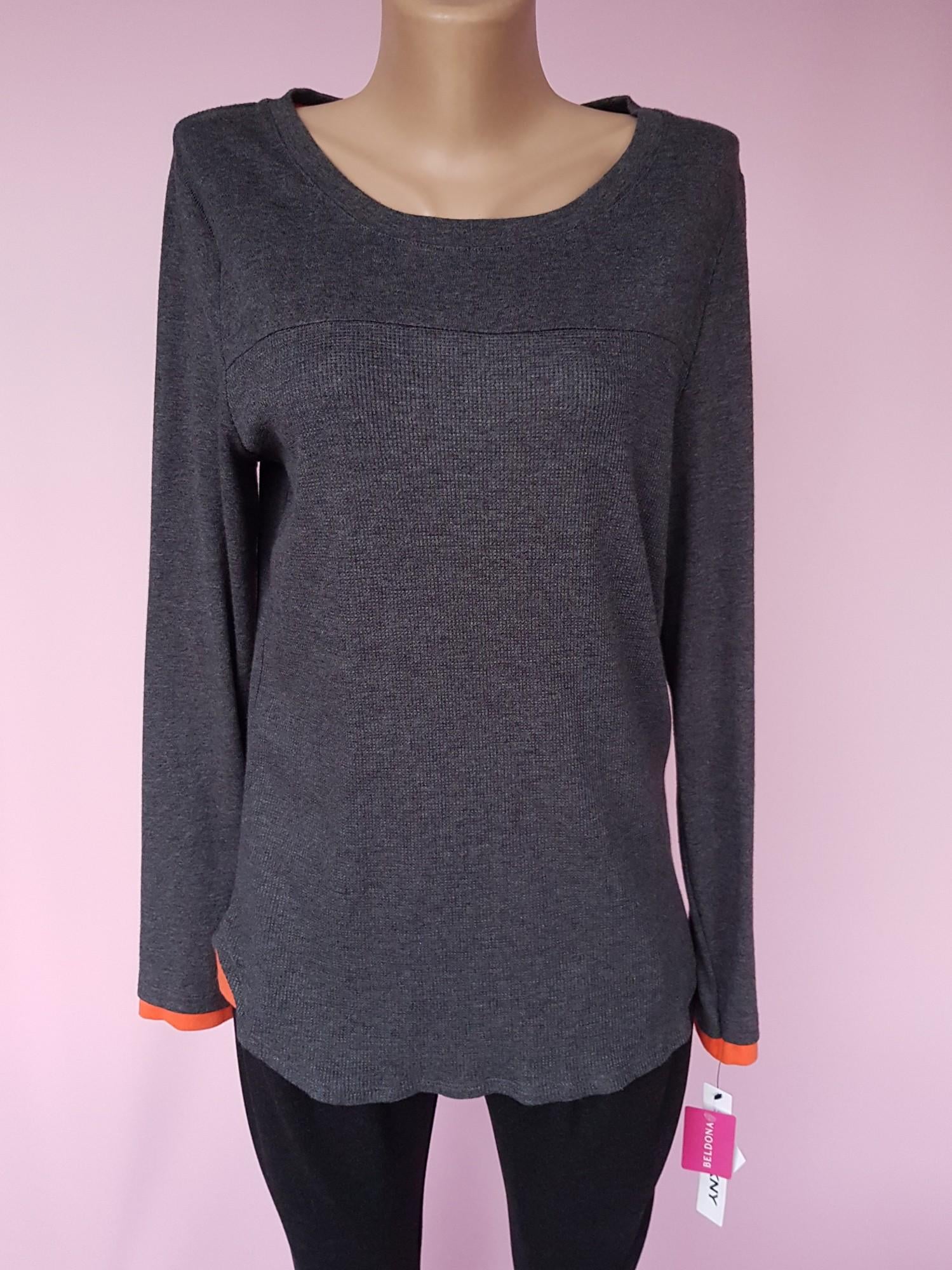 Кофта пижамная DKNY А-616 в рубчик L Серый (54233466)